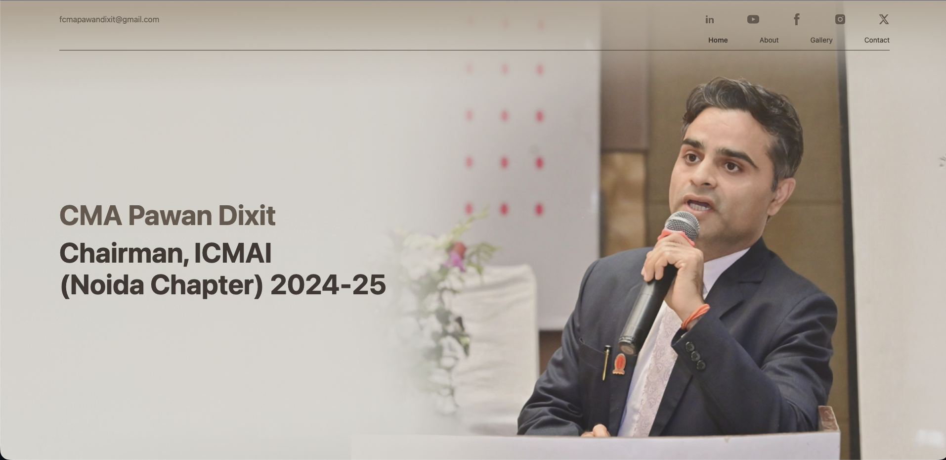 Professional portfolio website development for CMA Pawan Dixit — homepage hero screenshot