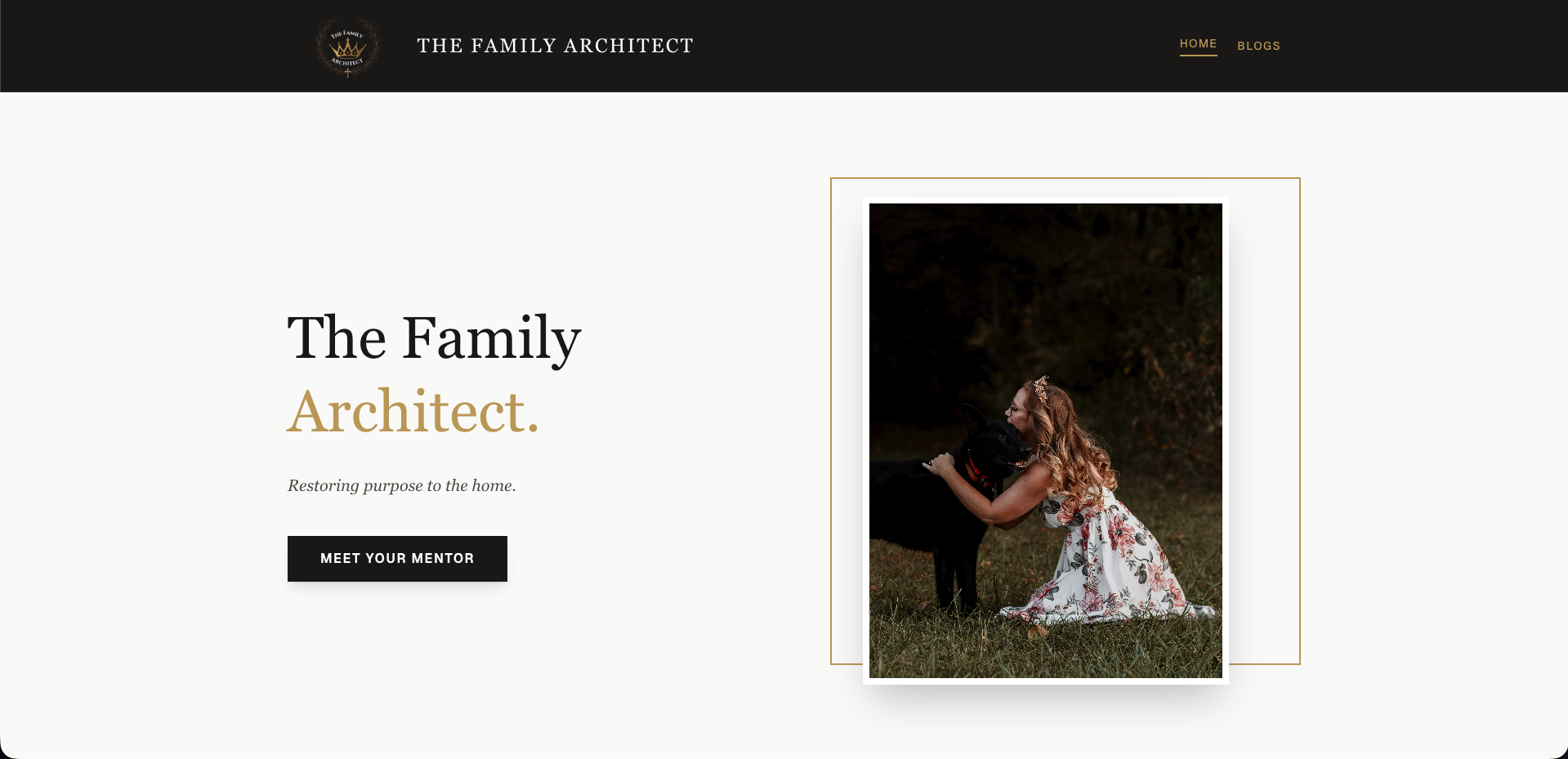 Custom blog platform and CMS development for The Family Architect — homepage screenshot