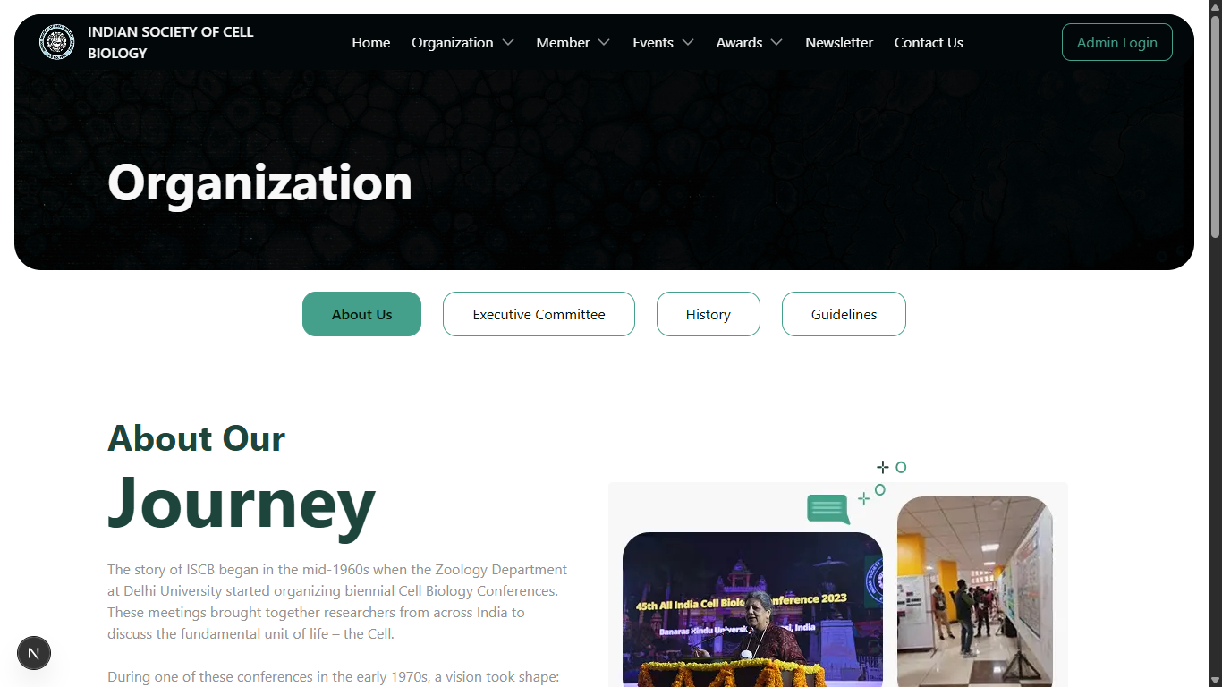 ISCB organization page with tabs